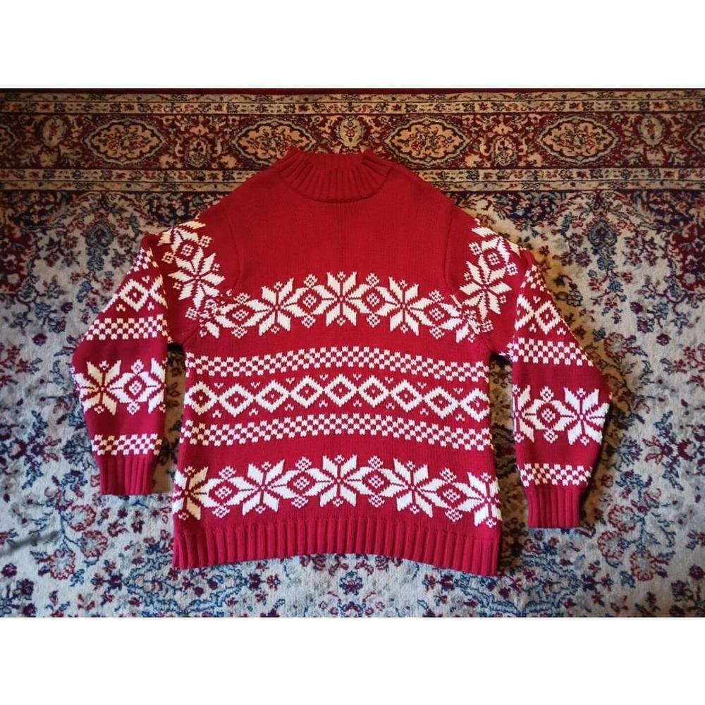Danielle Martin Red White Snowflake Christmas Sweater XL